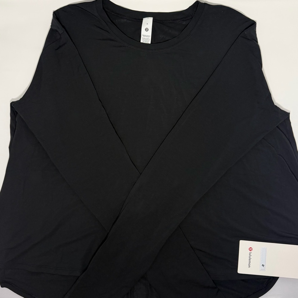 NWT Lululemon Women’s Modal Relaxed-Fit Lounge Long Sleeve Shirt, Black, Size 8